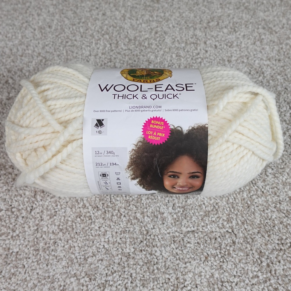 Lion Brand Wool-Ease Thick & Quick Bonus Bundle Yarn Fisherman 12oz 212yd Cream
